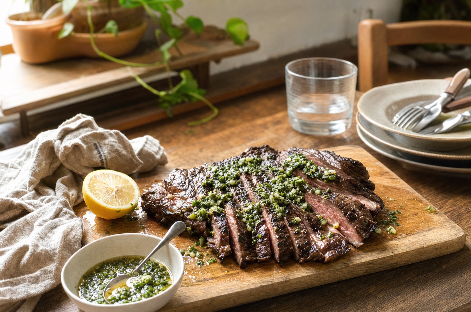 La bavette grillée et son chimichurri
