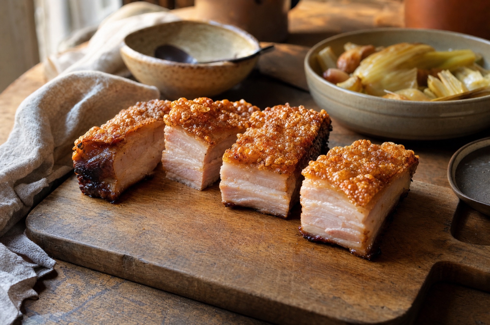 La poitrine de porc à la couenne soufflée